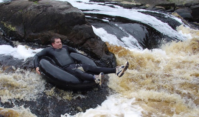 James takes on the Circular Pool Rapids